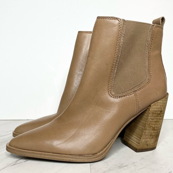 Vince Camuto Ratony Tan Leather Heeled Bootie 10M - Picture 1 of 15